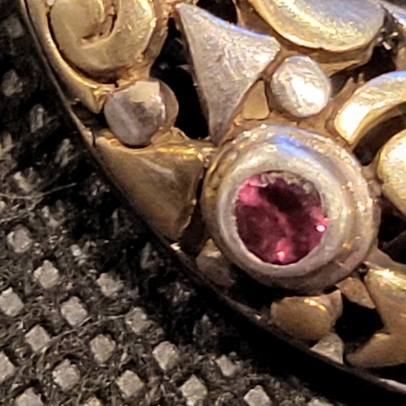 Crescent Moon & Stars Birthstone Sterling Silver Brooch - Picture 8 of 13